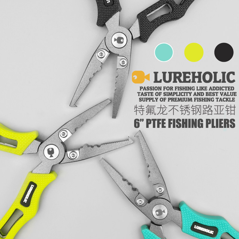 Lureholic three-color Teflon lure pliers multi-functional stainless steel tie hook pick hook hook open loop trimmer