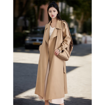 Caring Kiss3 7-meter paper man wide slim commuter lace-up windbreaker jacket mid-length coat