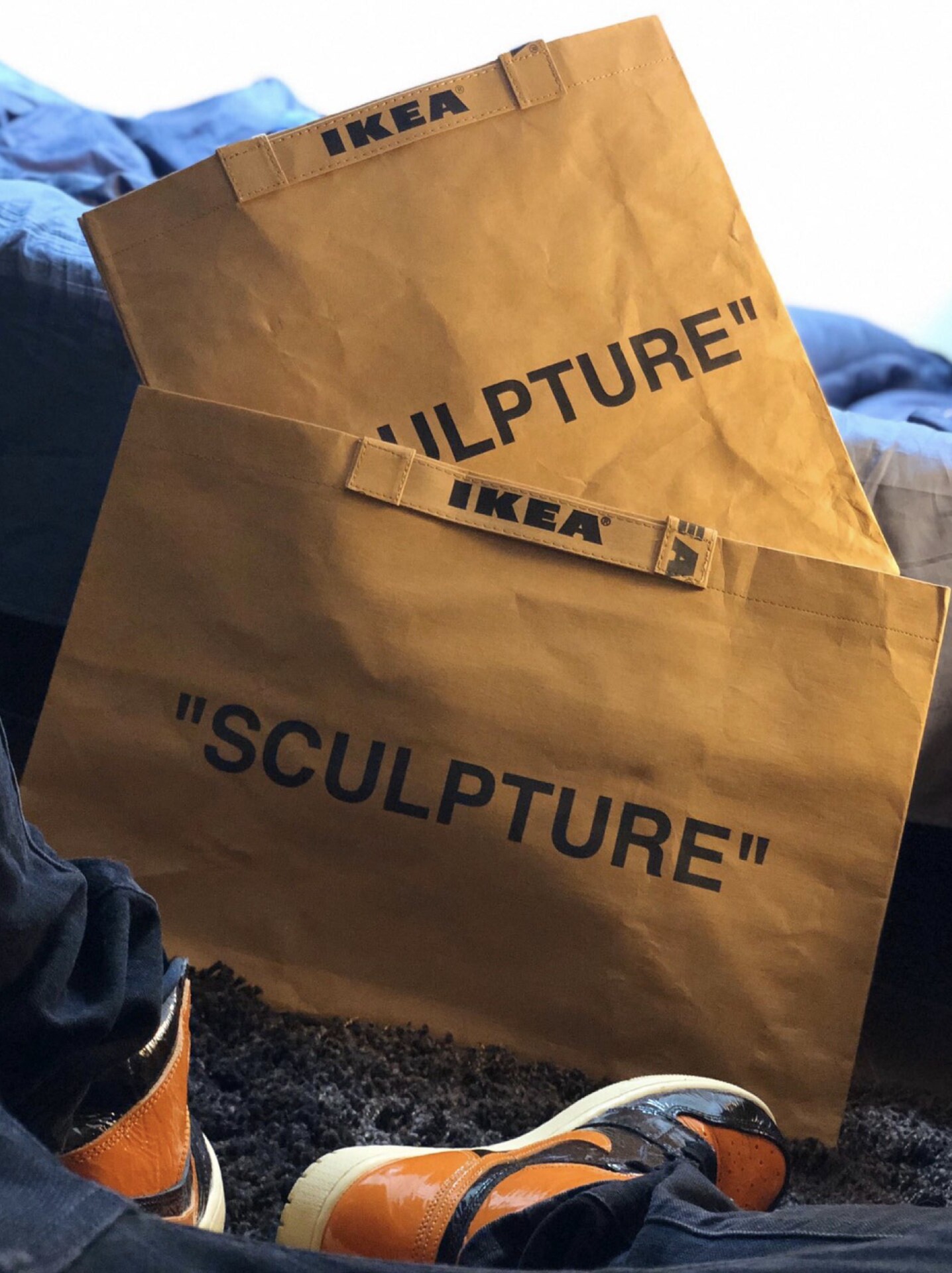 IKEA joint name Macrad% DuPont paper washable small blue bottle shopping cowhide bag ins percent number tide bag