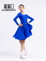 Gloria Latin dance clothing girls and children square collar long-sleeved split practice clothing competition performance regulations clothing 3160