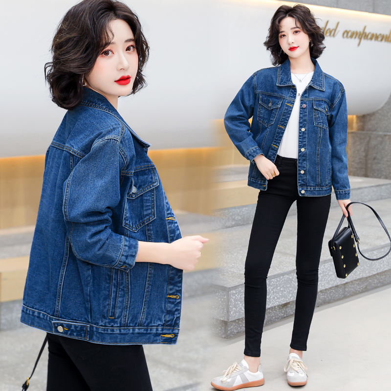 2026 Spring and Autumn New Style Plus Size Loose Hong Kong Style Denim Jacket Women's Casual Denim Top Denim Coat