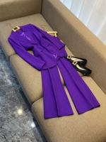 Сиреневые штаны-клёш, пиджак классического кроя, классический костюм, комплект, новая коллекция, в западном стиле