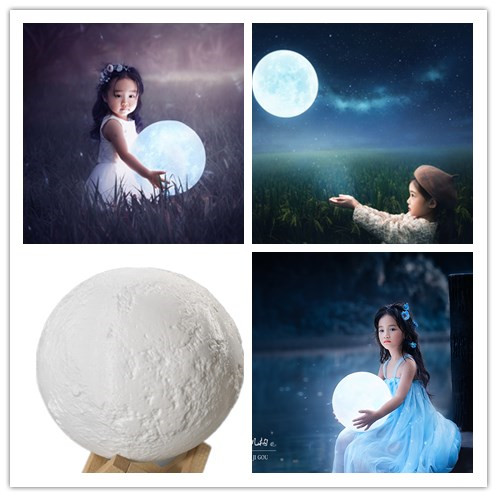 Douyin Moon Light Moon Light Earth Creative 3D Printing Wedding Dress Children Shooting Props Charging Glowing Night Light