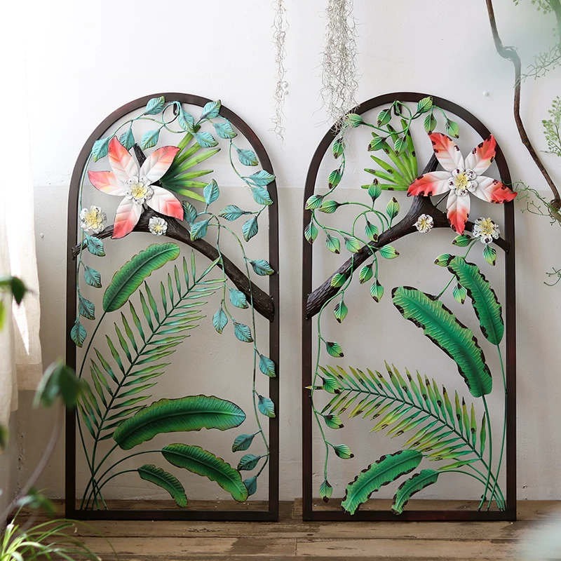 Iron decoration wall hanging plant three-dimensional art shape bar dining room shop window display mural forest series