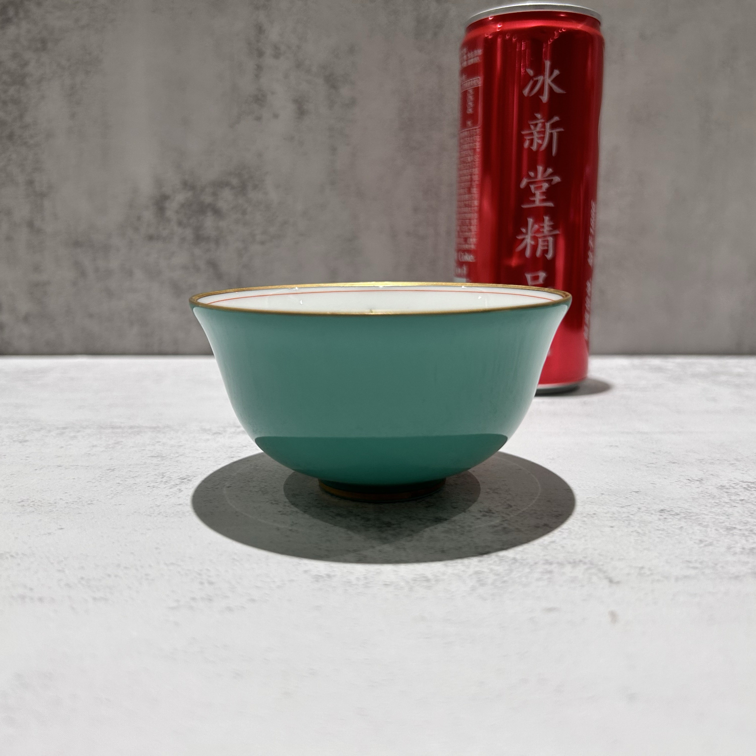чашка 日本香兰社经典高端松石绿釉兰草花茶杯  口径9.3cm 整高5.3cm