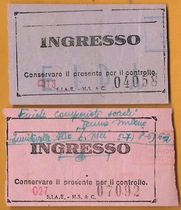 1945 Italy Rome International Tennis Championships 2 sports ticket collection commemoration