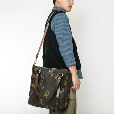 (Pointed goods)Retro TOTE thick woven oil wax canvas hand bag men's totter bag large capacity one shoulder oblique span 592