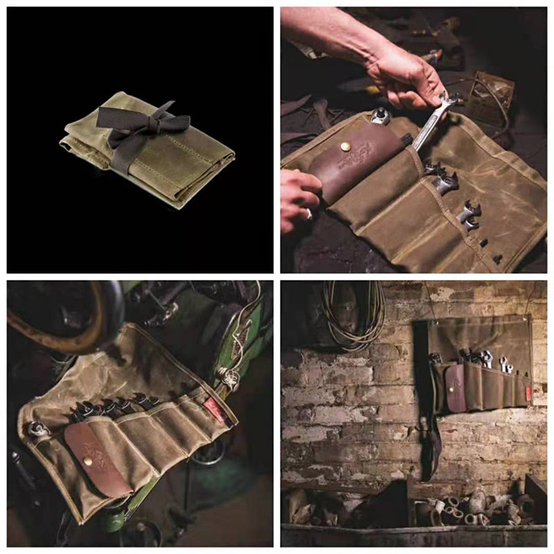 New American retro kit men's oil wax canvas waterproof wear-proof accessories cashier bag outdoor light weight