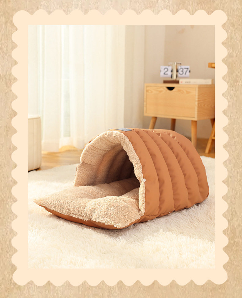图片[15] - 半封闭皮革睡袋猫窝冬季保暖猫窝小型犬狗窝宠物窝垫子 - 语梦星球