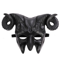 Christmas Japanese style red white and black goat horn red Prajna mask half face horned devil headgear horror ghost head mask man