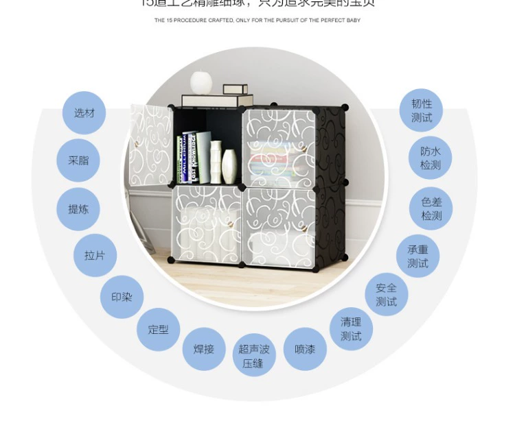 Tủ lắp ráp miễn phí kết hợp găng tay cửa tủ lưu trữ đặt với kệ gấp đơn giản nhựa hiện đại đơn giản - Buồng mẫu tủ quần áo đẹp hiện đại