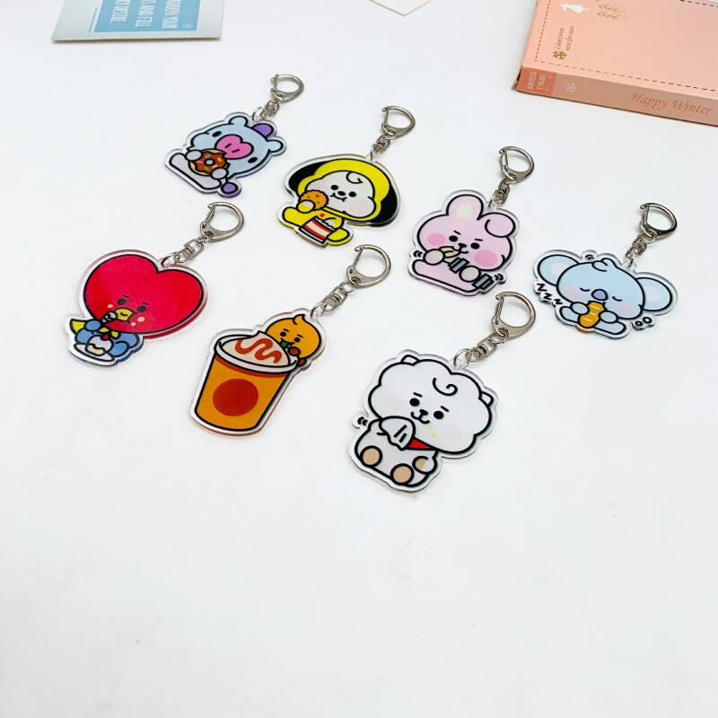 Bts (Bts) Cartoon Image Double-Sided Acrylic Keychain 21 Pendant Accessory Key Chain