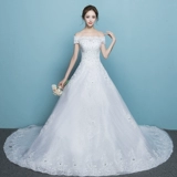 Свадебное платье для невесты, звездное небо, открытые плечи, 2020, французский стиль, кружевное платье
