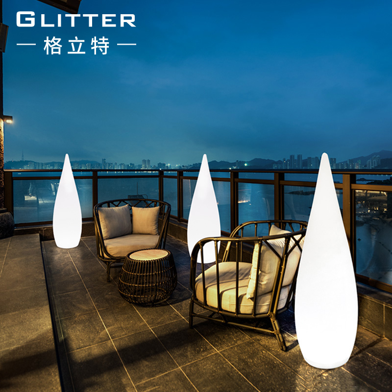Outdoor water drop floor lamp luminous solar garden decorative lights hotel aisle light luxury charging simple lead light