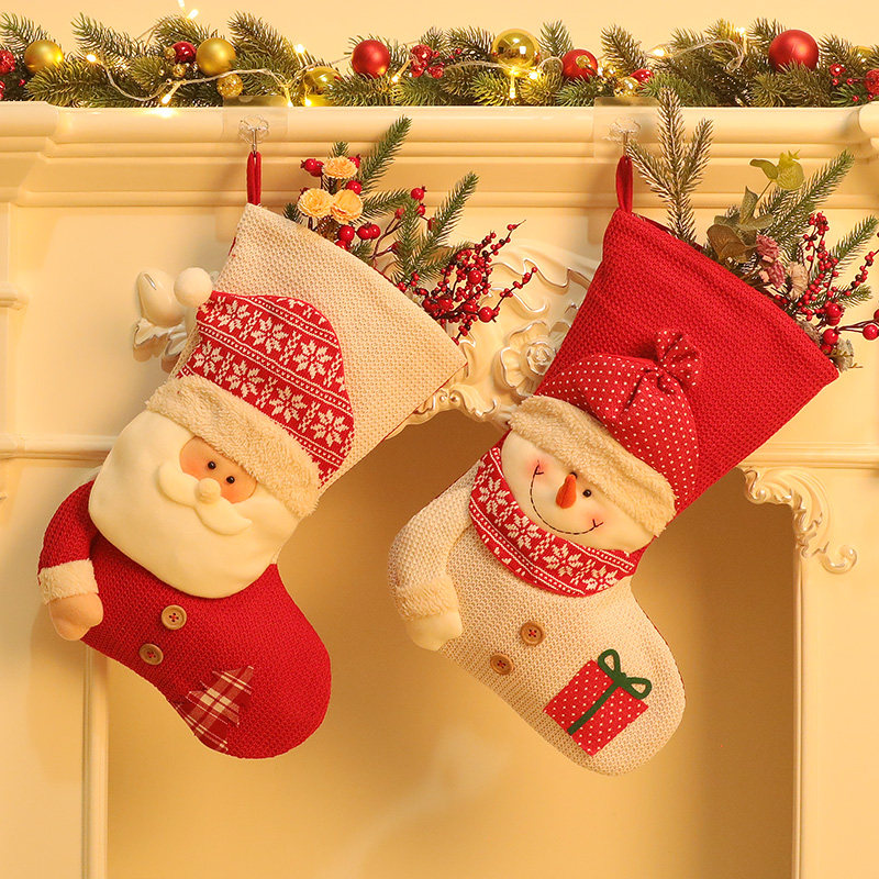 Christmas Socks Gift Bag Gift Box Christmas Tree Decoration Hanging Accessories Seniors Snowman Elk Socks Creative Pendulum