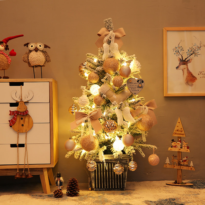 Flocking A Christmas Tree Package 60 60 90cm Desktop Mini Pink Christmas Tree Home Shop Window Swing Piece Decoration Arrangement