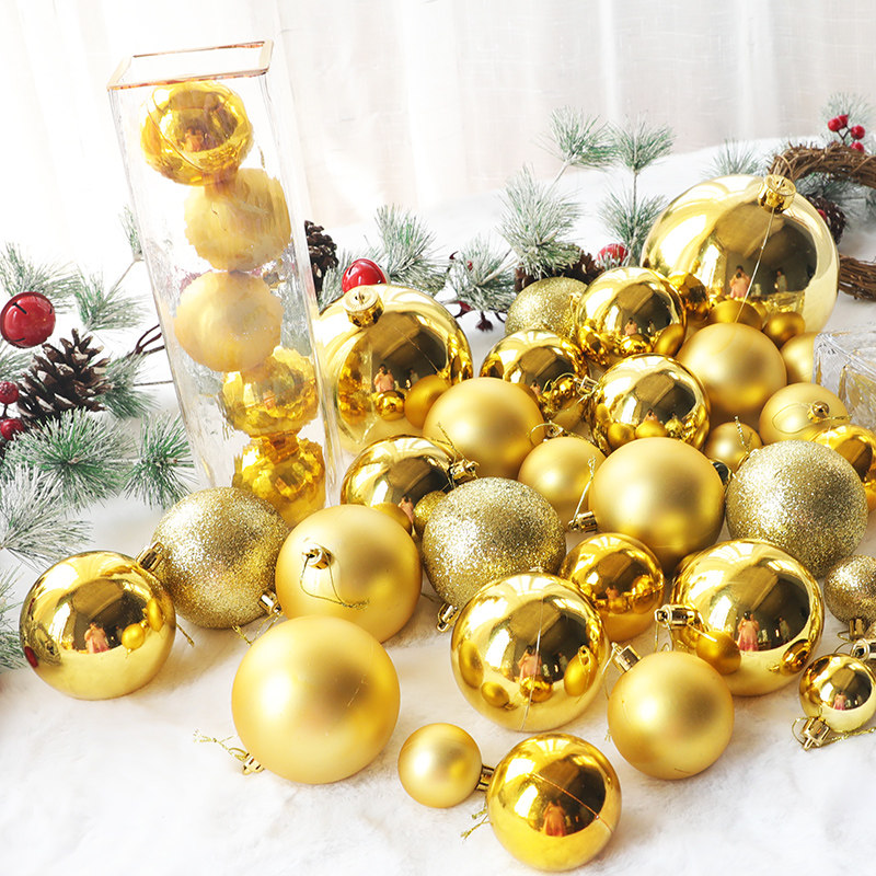 12-50cm Decoration Placement Color Ball Christmas Decorations Mall Shop Window Ceiling 6-8CM Golden Light Hanging Ball-Taobao