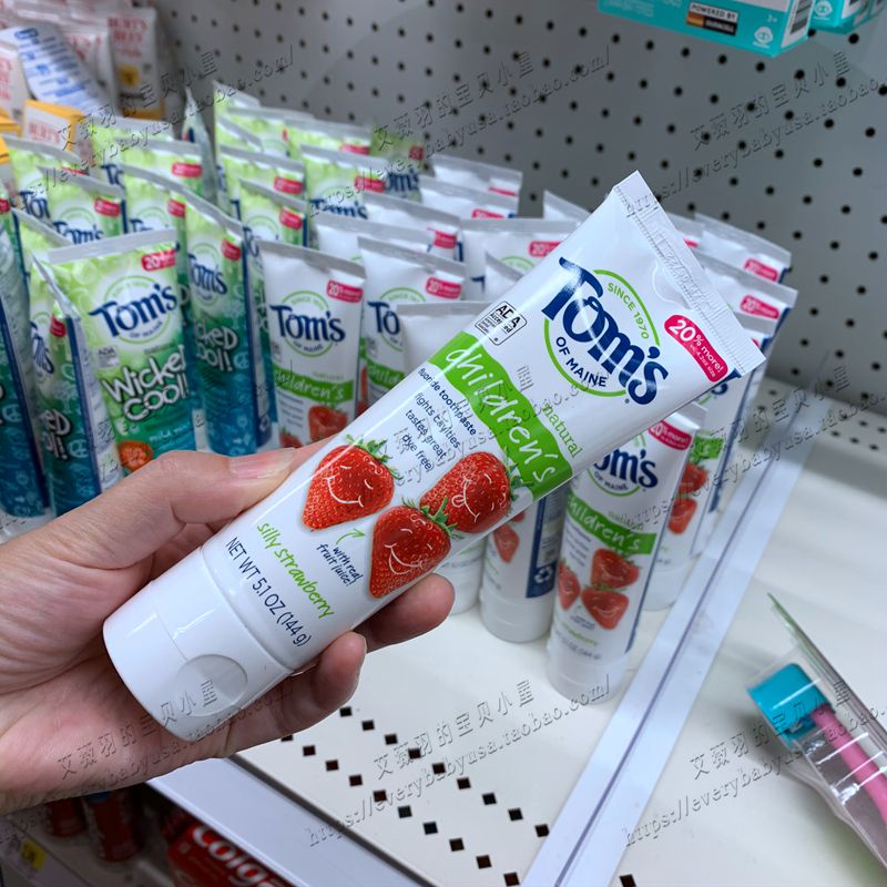 American original domestic spot Toms Toms children's toothpaste natural ingredient strawberry flavor 144g plus assembly
