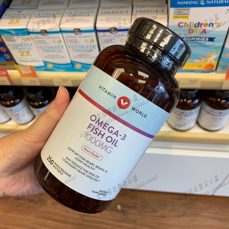 New version of American vitamin world high content deep sea fish oil 1000mg DHA 250 capsules
