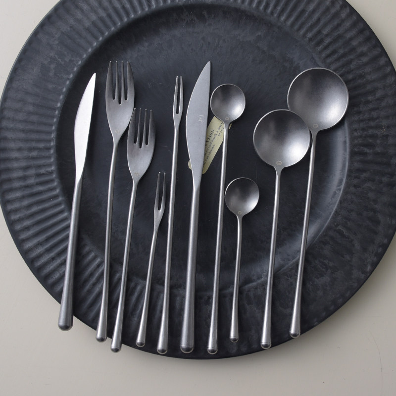 304 Stainless Steel Knife Fork Spoon Day Style Retro Snow Flowers Make Old West Cutlery Steak Knife Fork Spoon Three Suit Tea Spoon