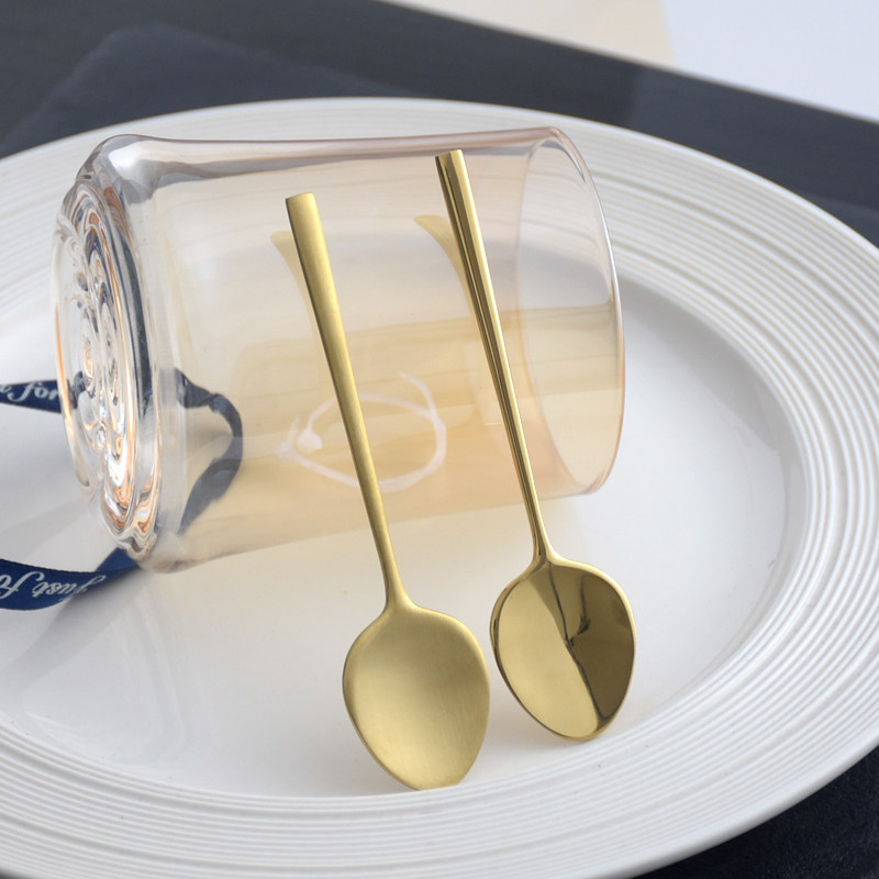 Personality Day Style Retro Coffee Spoon Coffee Milk Tea Stirring Spoon 304 Stainless Steel Ice Spoon Honey Spoon Small Tablespoon