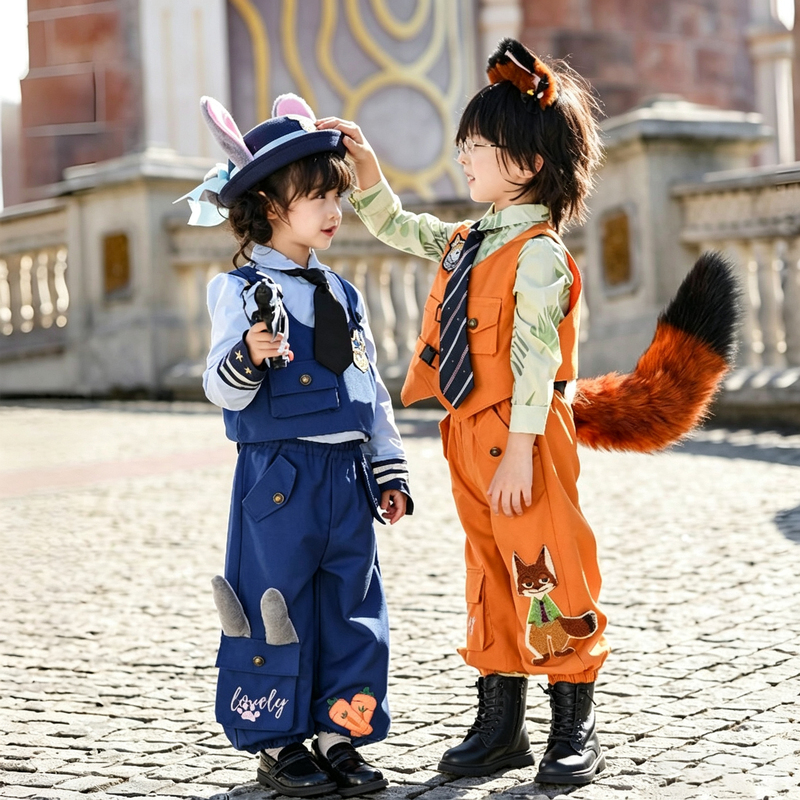 Boys' Autumn Outfit Zootopia Nick the Fox Performance Costume Autumn Girls' Bunny Police Officer Outfit Children's Judy Boys' Autumn Outfit Zootopia Nick the Fox Performance Costume Autumn Girls' Bunny Police Officer Outfit Children's Judy