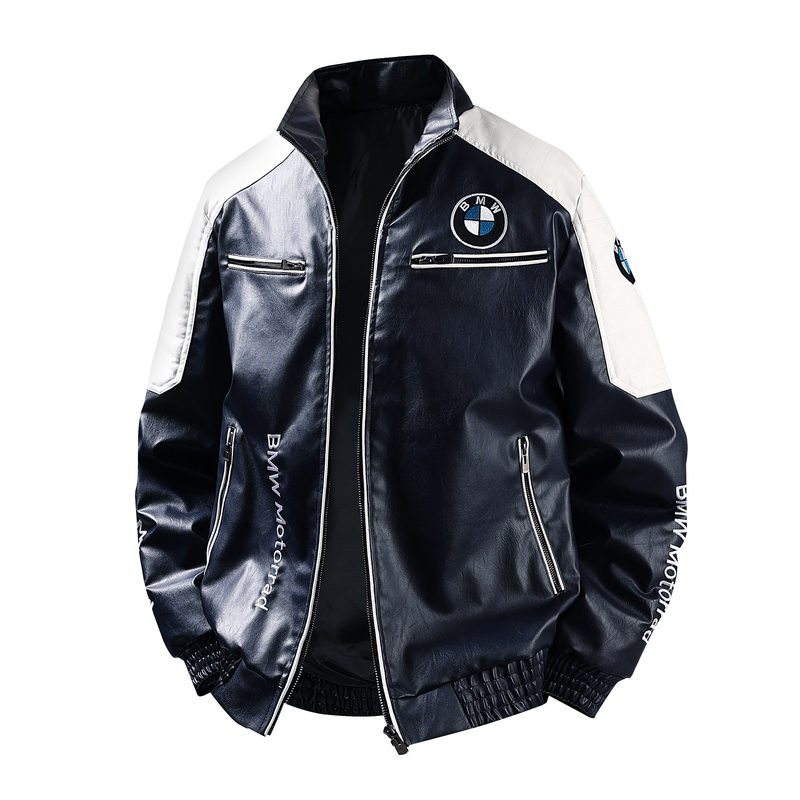 2026 New Motorcycle Jacket Leather Coat Men's Outerwear Spring and Autumn Casual Leather Jacket Men's Stand Collar Color-Blocking Slim Fit Coat 2026 New Motorcycle Jacket Leather Coat Men's Outerwear Spring and Autumn Casual Leather Jacket Men's Stand Collar Color-Blocking Slim Fit Coat
