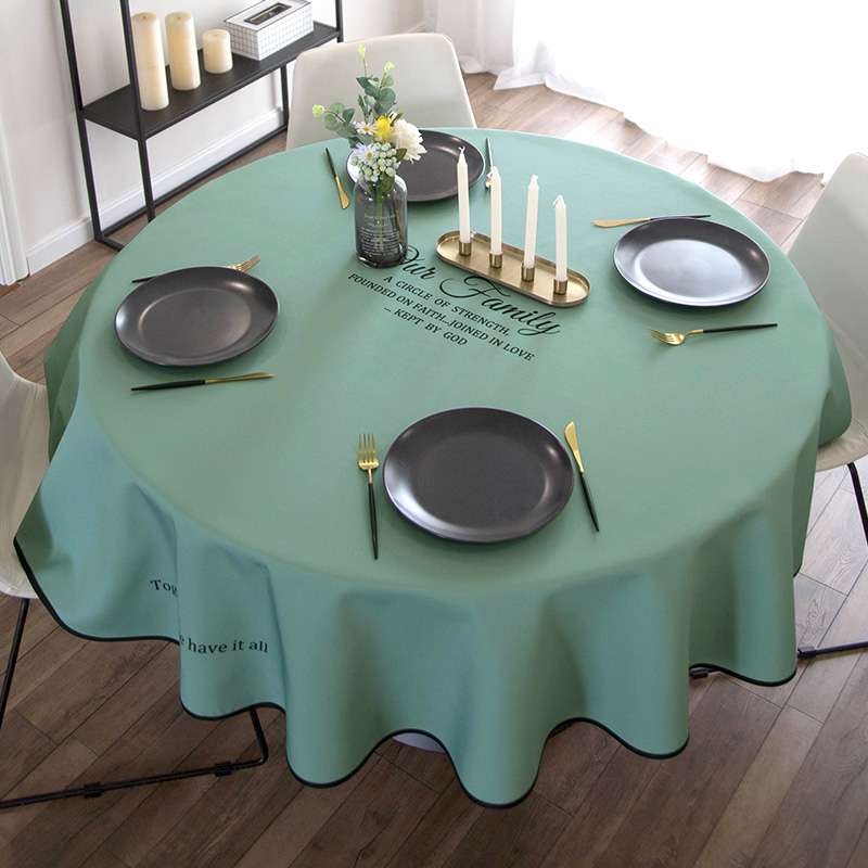 Modern simple high quality thickening high quality high gray color letter waterproof oil and anti-hot round table table round tablecloth