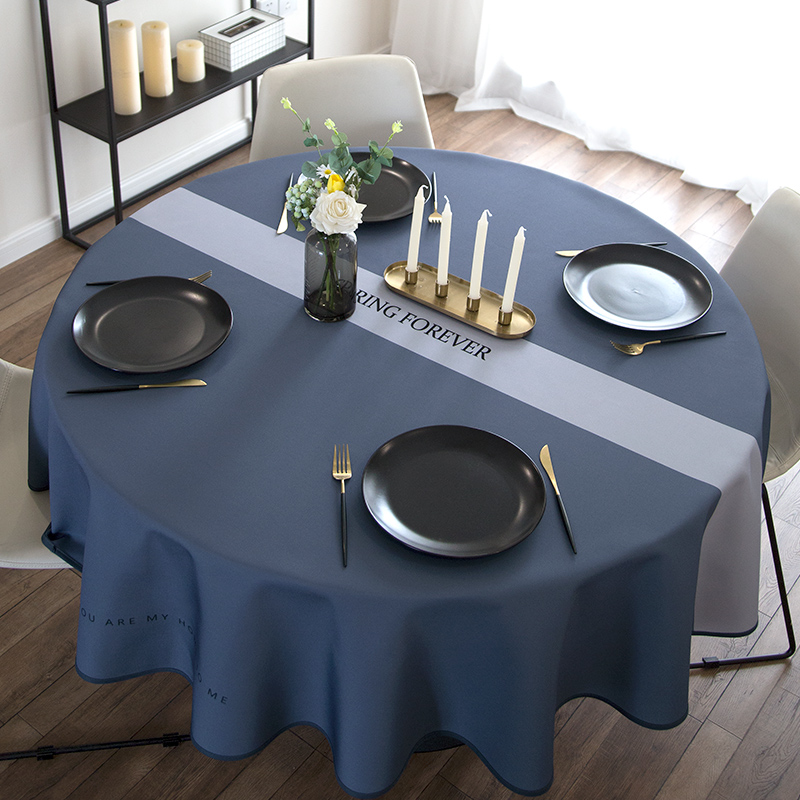 Nordic Simple Solid Color Cotton Linen Waterproof Oil-proof Anti-scalding Home Table Fabric Chinese Restaurant Round Table Tablecloth Cover Cloth