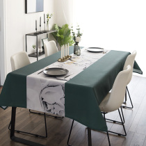 American simple high-grade oil-proof tablecloth waterproof fabric Retro dark green floral table cloth rectangular TV cabinet mat