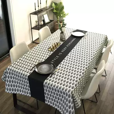 Nordic style modern simple rectangular black and white seat cloth dining table cloth waterproof and oil-proof thick tablecloth TV cabinet
