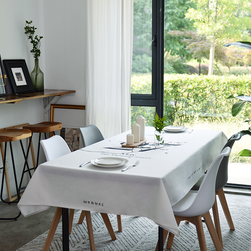 Plume Nordic Tian Garden Hand Painted Floral Dining Tableclom waterproof and anti-burn, anti-washable cotton linen little fresh Home thick