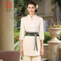 Autumn and winter fashion beauty salon beautician foot bath therapy health center spa technician work clothes womens short sleeve high-end temperament