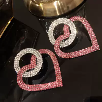 925 silver needle diamond-set exaggerated earrings women's fashion peach heart drop earrings big love crystal Gulinaza earrings of the same style