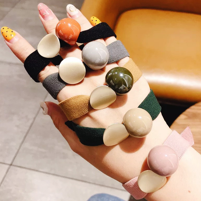 Hair ring minimalist Ornament Hair Circles Korea East Gate Hair Accessories Zamaru Subhead Balls Rubber Band Leather Jacket Hair Clip Hair Clip