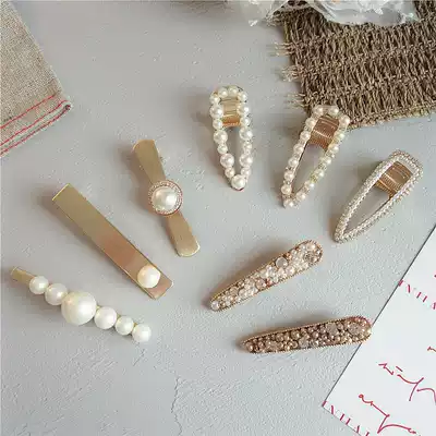Net red ins Pearl hairclip girl Korean hair accessories bangs side clip travel hairclip hairclip gear