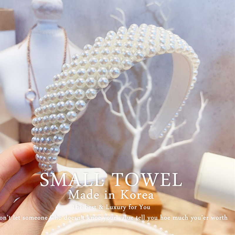 South Korea Dongdaemun temperament wild French sweet hand-beaded pearl hair band Female headband Travel hair hair ornaments