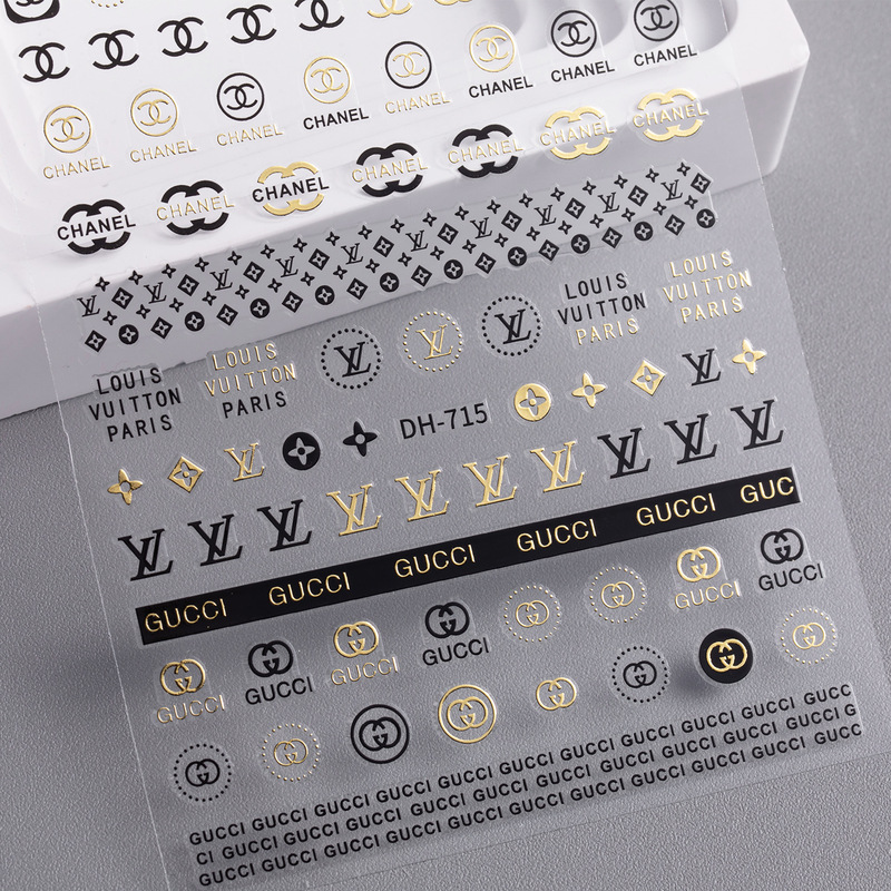 Internet Celebrity Light Luxury Trendy Brand Nail Stickers Flat Adhesive Big Brand Logo Nail Stickers Accessories Dh Style