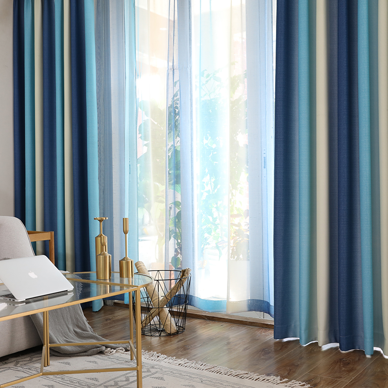 Sliver gradient finished curtains shading custom Nordic style Now simple living room bedroom room floor-to-ceiling floating curtains
