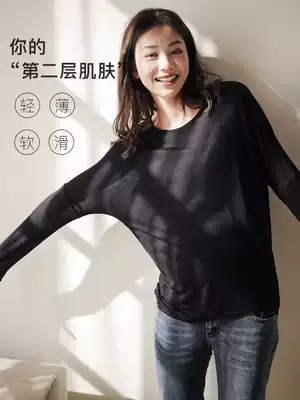 BELLYWEAR pregnant women round neck long sleeve thin section loose, soft, smooth, all-match, lazy wind, thin sunscreen top