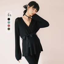 BELLYWEAR maternity bottoming shirt spring and summer lantern sleeve slim waist super elastic loose large size knitted top