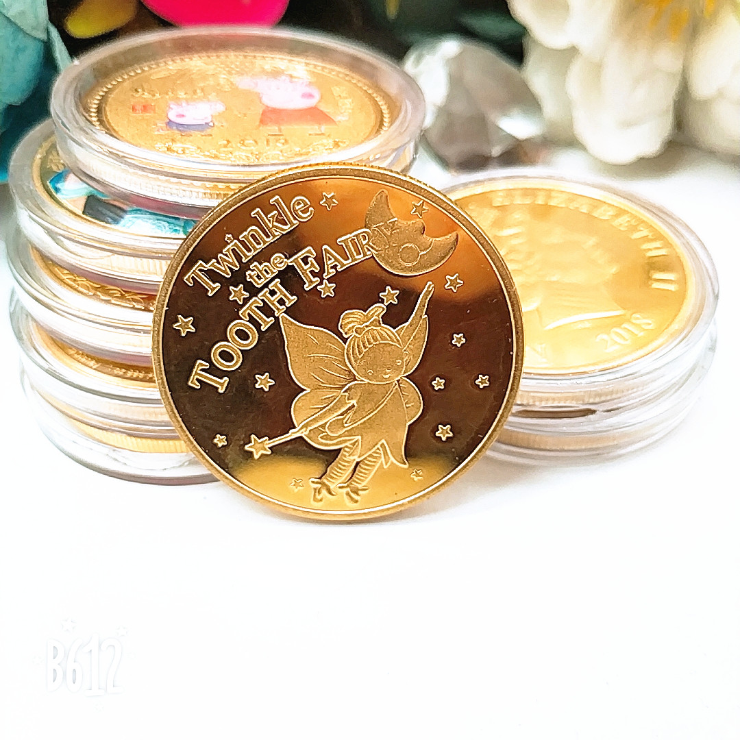 Tooth fairy changing teeth gold coin children gift children changing milk teeth collection reward metal commemorative coin toy