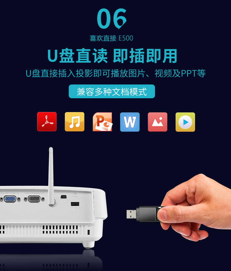 Máy chiếu BenQ BenQ E500 văn phòng kinh doanh thông minh hội thảo đào tạo tại nhà rạp hát 3D không có màn hình TV 1080P không dây wifi điện thoại di động