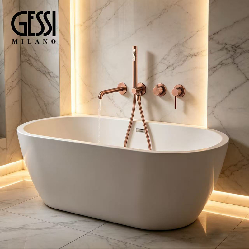 Gessi Italy Concealed Bathtub Wall-Mounted Waterfall Shower Faucet All-Copper Embedded Type