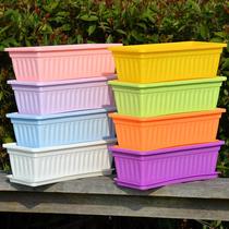 Balcony flower pot Rectangular flower slot onion pot planting box family long slot pot long flower plate vegetables
