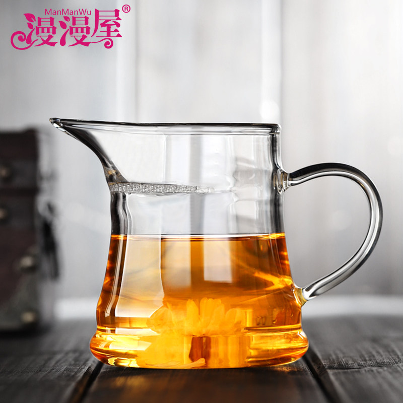 Thickened glass kung fu tea set crescent fair cup accessories green tea filter tea divider with tea drain set pot tea sea