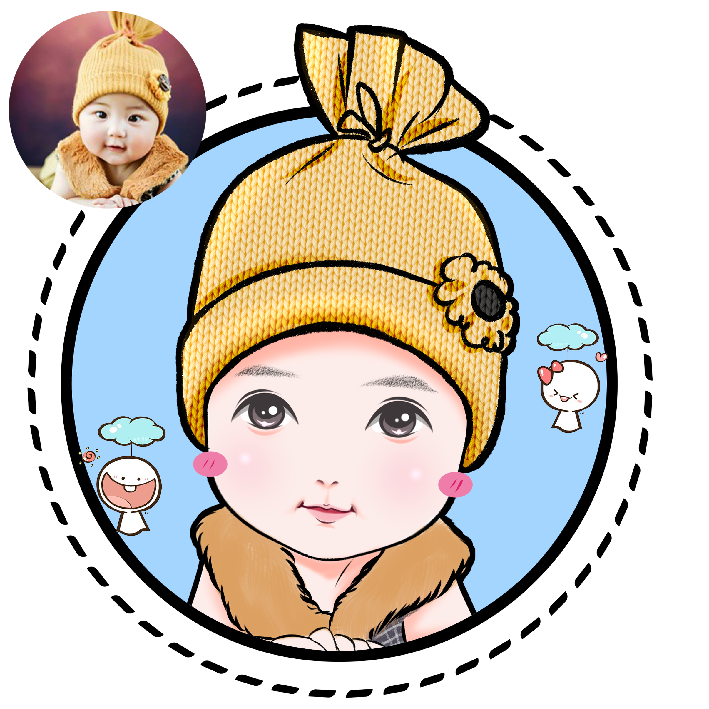 Cartoon animation cute q version turn hand drawn characters wechat baby