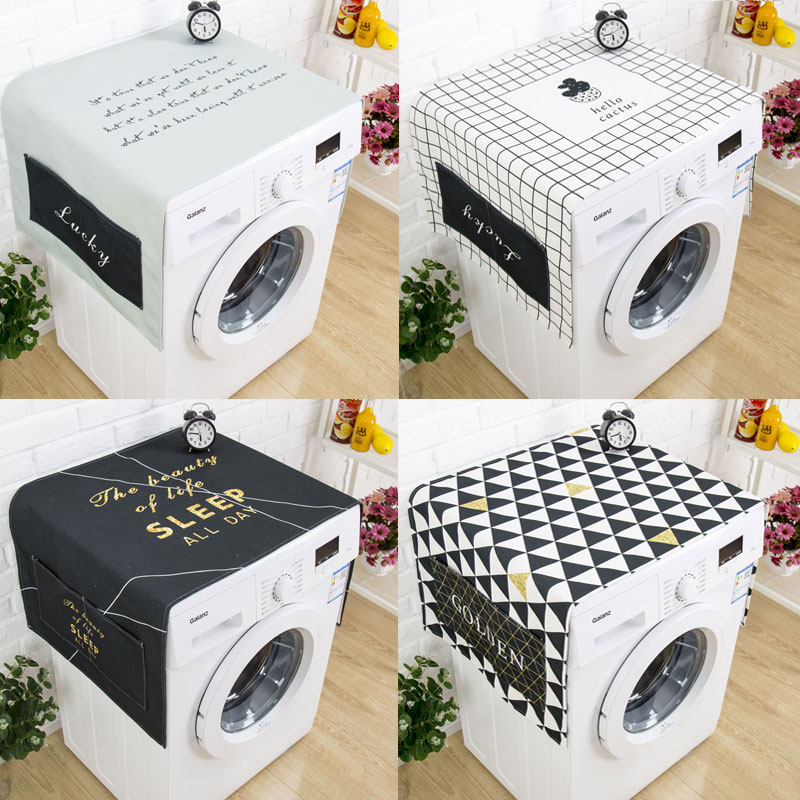 Nordic marble Modern simple refrigerator cover dustproof sunscreen drum washing machine cover cloth waterproof bedside table cover towel