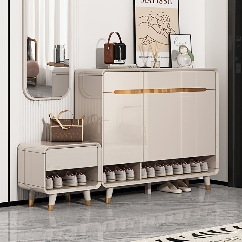 Entrance Shoes Cabinet Doorway Home Interior Minimalist Modern Genguan Cabinet Sitting Stool Integrated Large Capacity 2023 New Exploits-Taobao