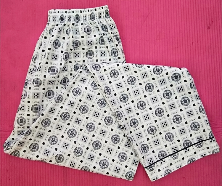 Quần pyjama nam quần lửng ống rộng lưới nhà cộng với chất béo kích thước lớn dệt bông điều hòa thoải mái dệt kim cotton quần tây nam
